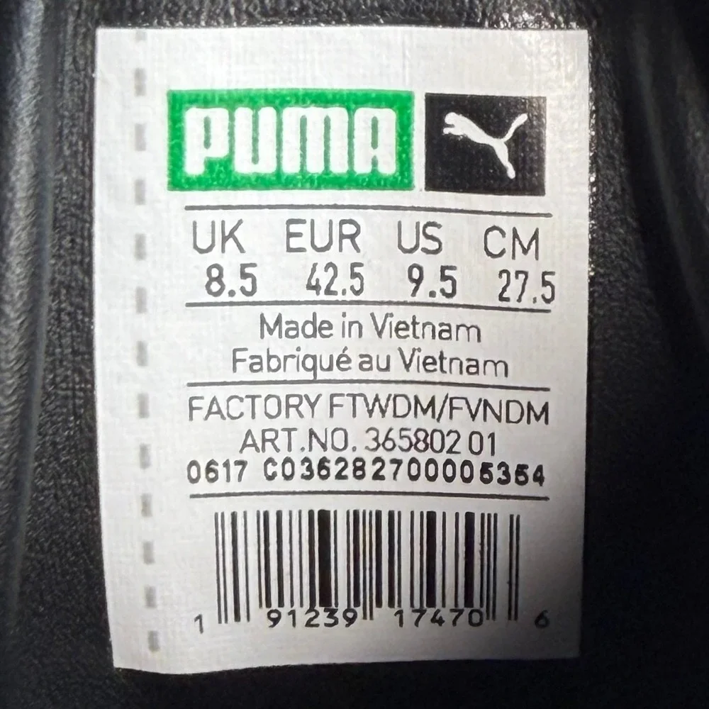 PUMA Clyde Hi-Top Sneakers‎ Mens 9.5 Black/White Retro Leather Classic Trainers